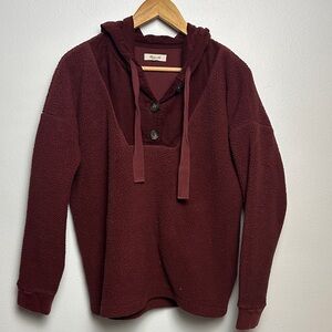 Madewell Brown Teddy Pullover Hoodie Small